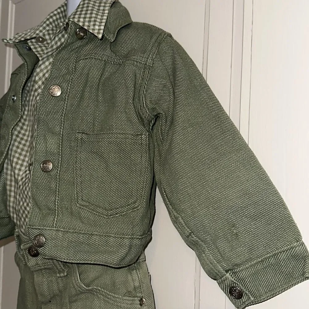 Vintage 70s‎ Sears green denim jean jacket/pants & matching western shirt